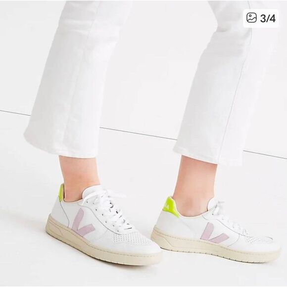 Madewell x VejaTM Vegan Leather V-10 Sneakers in Pastel Neon Colorblock US 5 - Picture 1 of 11